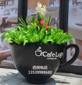 星巴克主题咖啡杯雕塑|咖啡杯花钵|玻璃钢花盆