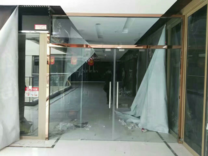 广州玻璃安装工程商铺双开门推拉门客厅玻璃隔断永泰清湖图片