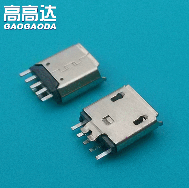 工厂供应micro USB焊线夹板1.0母座批发 PIN针铜USB连接器报价