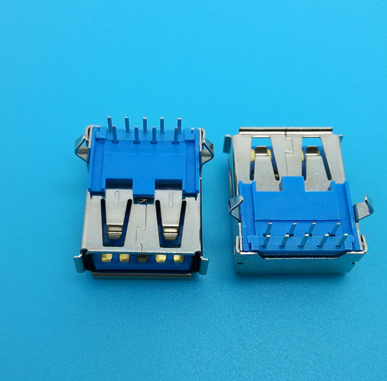 USB AF3.090度厂家供应3.0usb母座/90度弯脚插板式丨板上USB AF3.090度插板