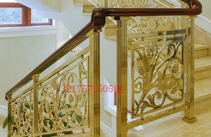欧式豪华室内装饰经典郁金香楼梯护栏 铝雕楼梯扶手护栏