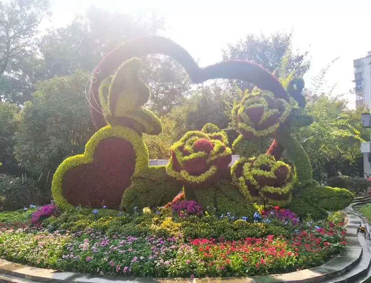 仿真动物绿雕塑工艺品公园广场五色花坛景观图片