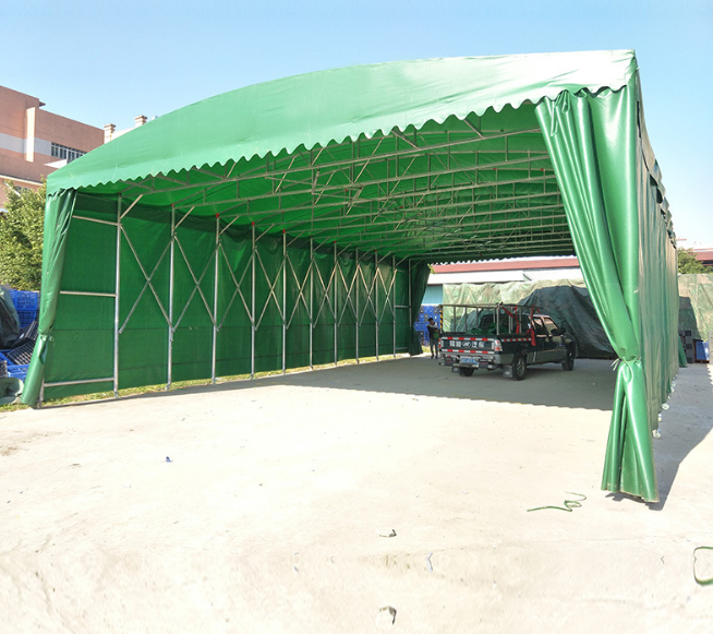 厂家定制货物棚雨棚户外折叠雨篷大型停车伸缩移动推拉雨棚包安装 停车篷