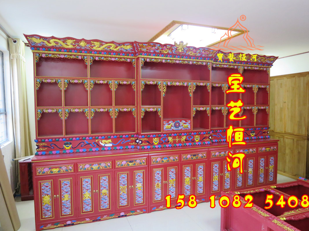112彩绘藏式佛龛三层佛台佛堂