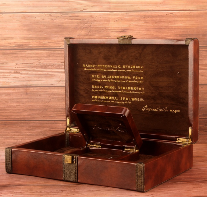 厂家现货高档复古私人订制皮带包装精美木盒腰带扣头礼品盒组合装 复古包装盒