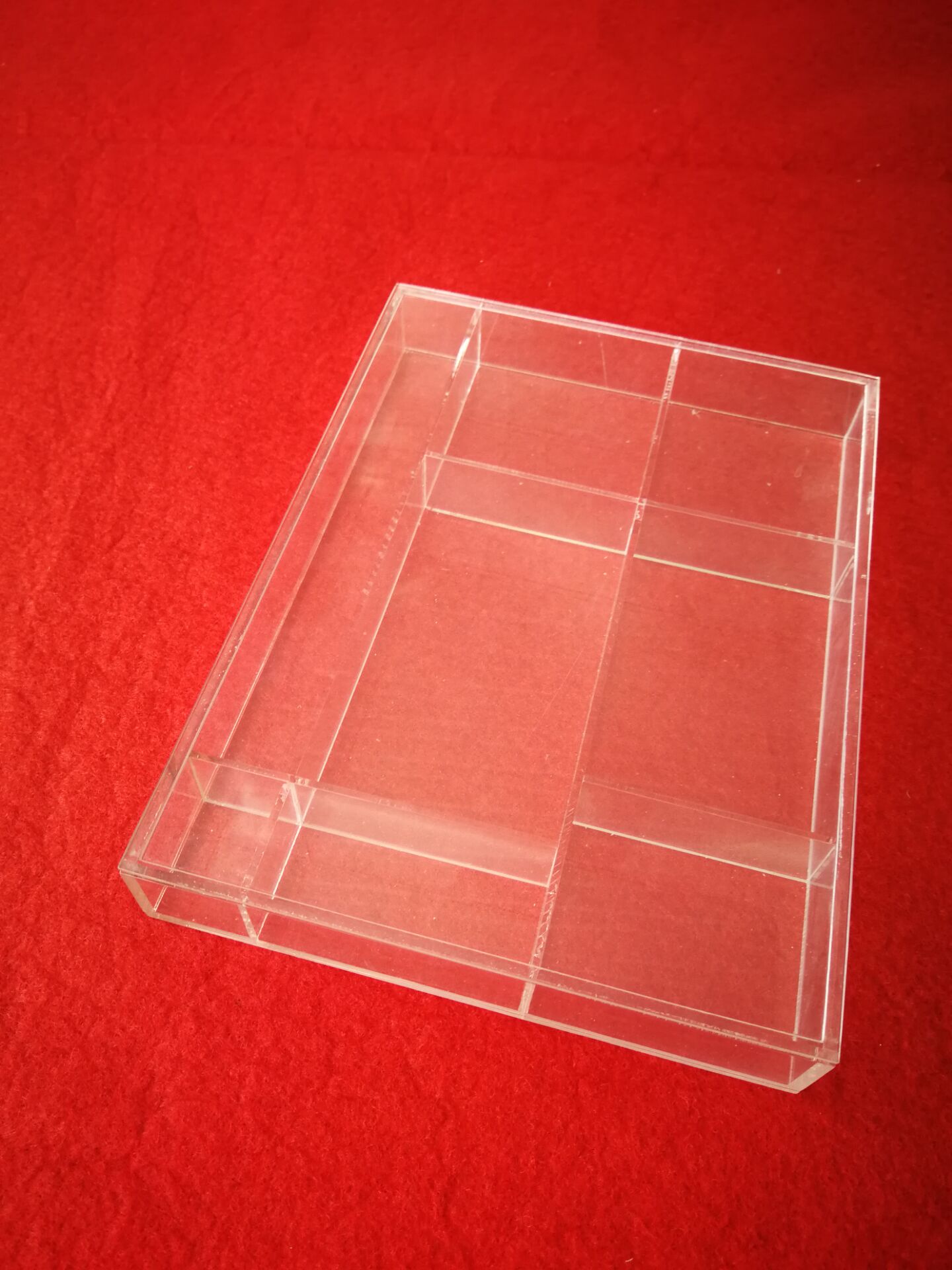 压亚克力有机玻璃板材厂家定制加工多格活动盖储物收纳盒图片