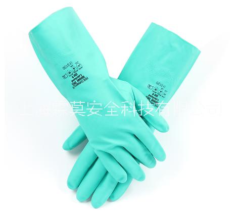 舒适性丁腈防化手套弱酸弱碱防化手套绿色丁腈手套