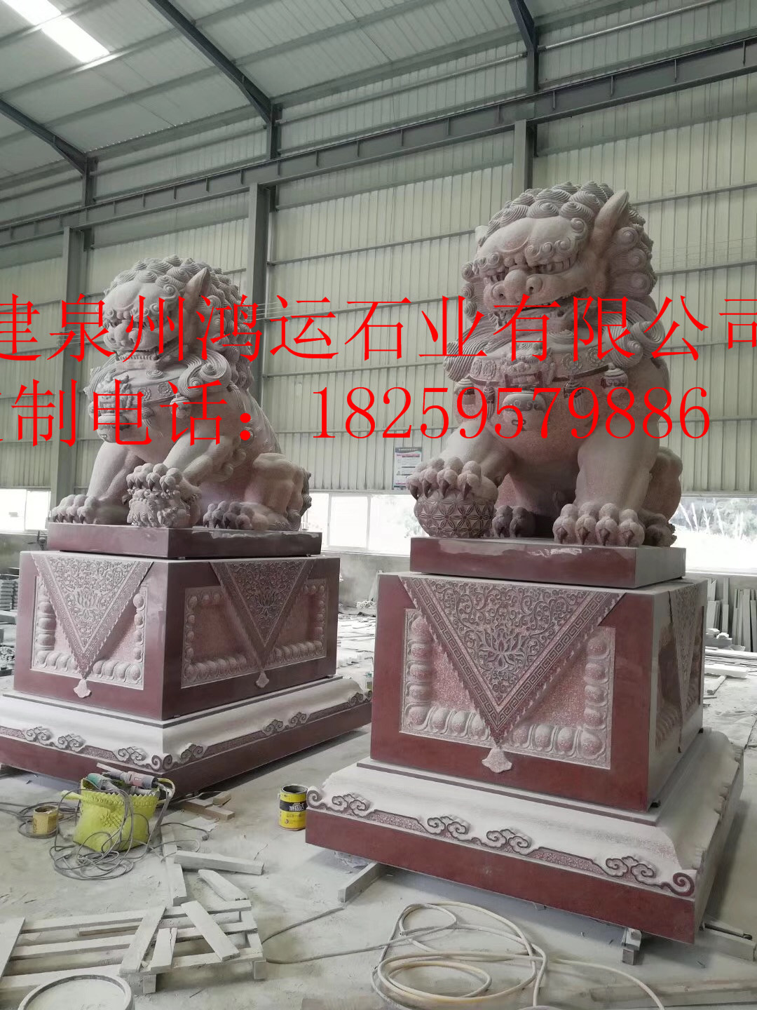 印度红石狮子，印度红石雕大象，印度红石鼓