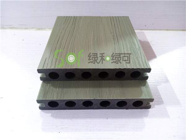 供应上海14025栈道塑木地板/二代高耐候圆孔共挤地板图片