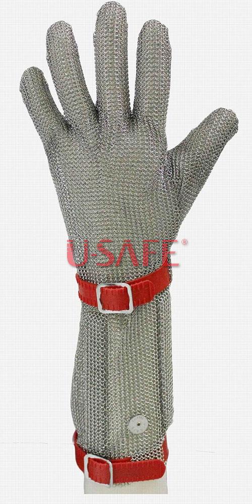 进口优赛孚加长钢丝手套1321，U-SAFE不锈钢金属防切割手套