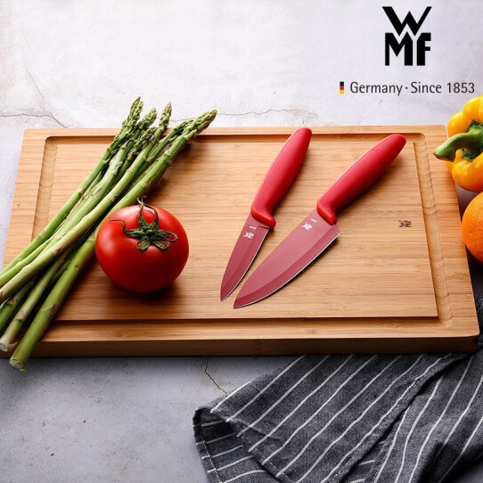 德国WMF红色刀具套装水果刀菜刀切菜刀厨房家用不锈钢厨师刀切肉刀2件套
