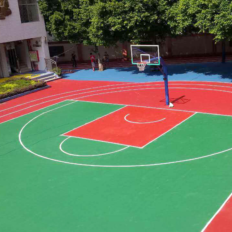 天津西青区篮球场塑胶地面翻新弹性地胶层铺设方案