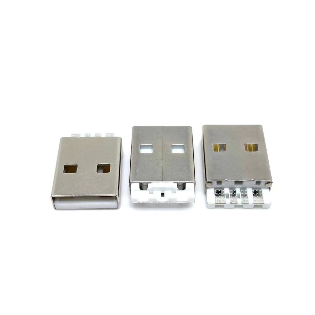 USB 2.0苹果焊线式 A公 usb短体 大电流 模顶款 白胶图片