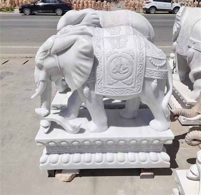 汉白玉石雕大象 石雕大象造型图片
