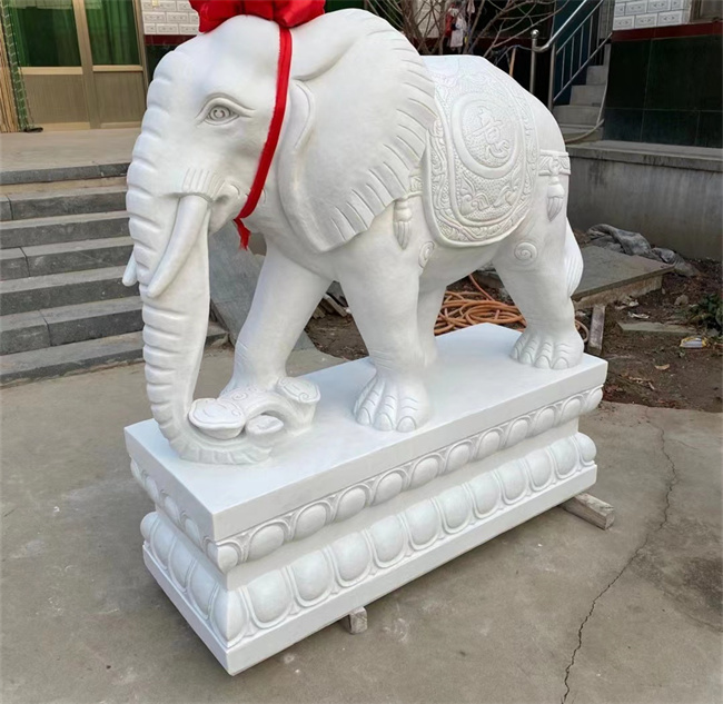 保定市汉白玉石雕大象厂家汉白玉石雕大象 石雕大象造型