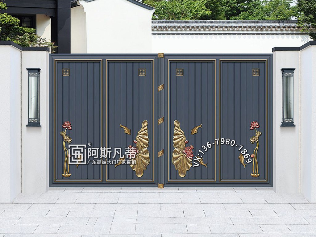 武汉别墅门厂家铝艺楼梯扶手大门设计图片