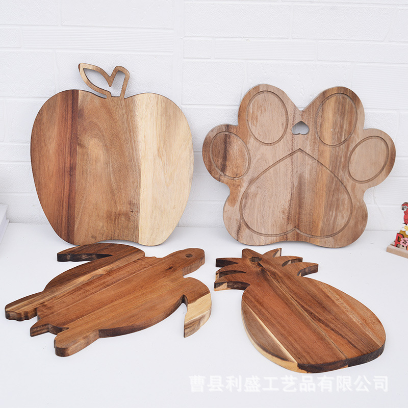 儿童餐具日式木质托盘 家用卡通儿童餐具辅食盘动物造型木质水果面包盘