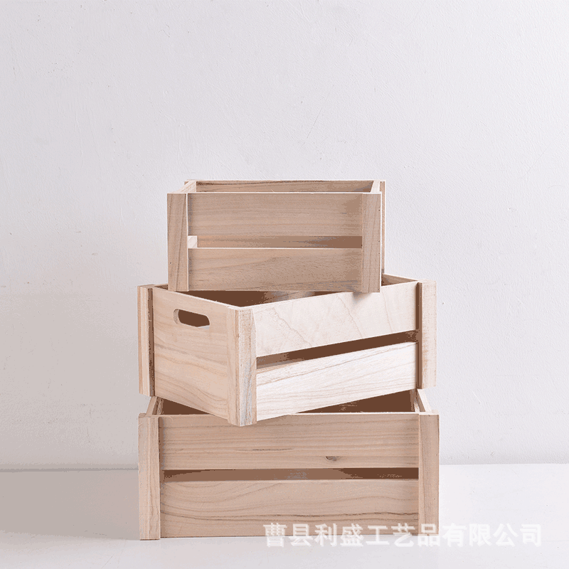 木质收纳筐木质礼盒创意桌面整理筐脏衣物放置筐
