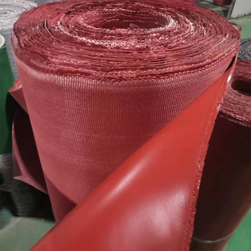 红色硅胶防火布红色1.0单面硅胶软连接防火布  红色硅胶防火布