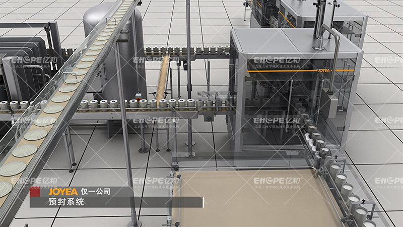 全自动高速罐装线生产工艺流程三维图片
