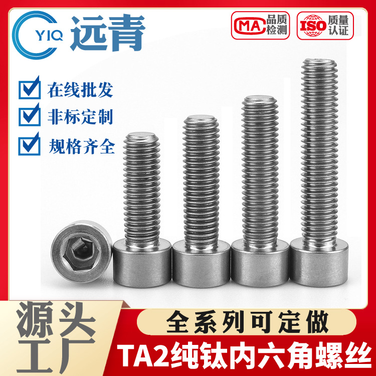 TA2内六角螺钉TA2钛合金螺丝纯钛DIN912杯头内六角钛螺钉螺栓厂家批发