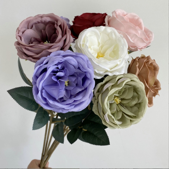 欧紫系单只芙蓉玫 婚庆拍摄道具装饰假花 240毛布玫瑰人造花批发