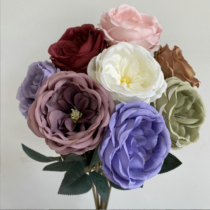 欧紫系单只芙蓉玫 婚庆拍摄道具装饰假花 240毛布玫瑰人造花批发图片