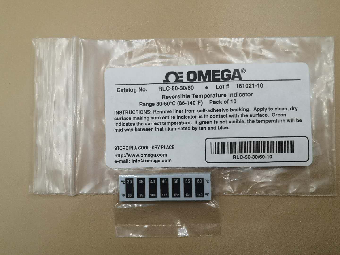 进口OMEGA可逆测温纸RLC系列温度标签温度标签可重复使用测温纸批发