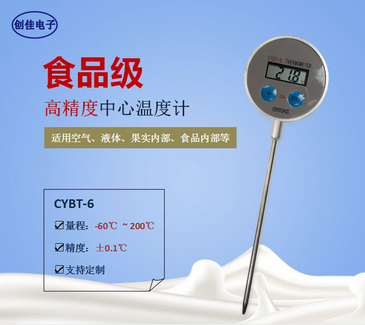 CYBT-6中心温度计测量空气环境液体温度果实食品内部温度