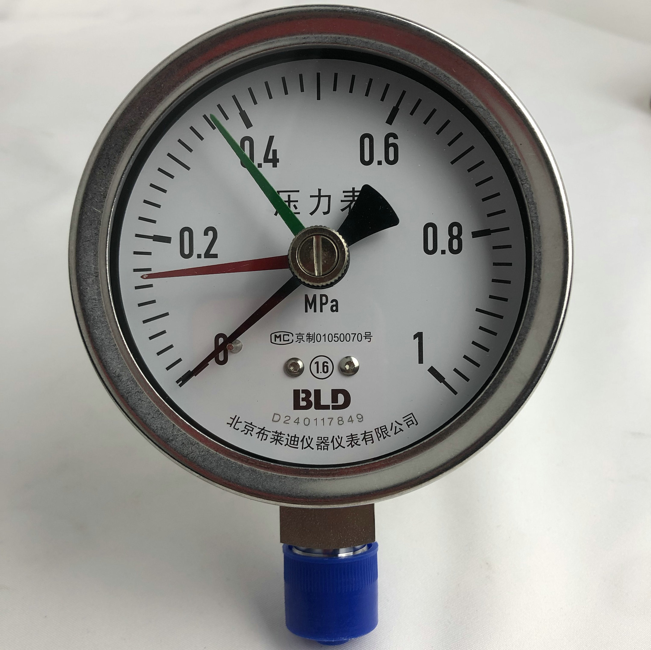 布莱迪BLD原厂货源三针不锈钢耐震压力表YTH-100.AO.531.M160.M20.SBA.BEA.T红绿定位指针图片