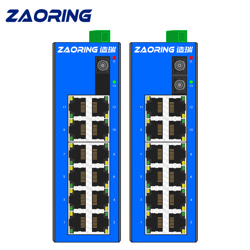 造瑞zrs214-1SC12T-D千兆1光12电工业级以太网交换机光电传输收发器批发